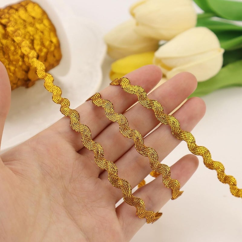 GXTIZAS Rick Rack Wave Bending Fringe Trim 40 Yards Gold Lace Ribbon RIC Rac Trim for Sewing Clothes Gift Wrapping Home Party Decoration - Image 3